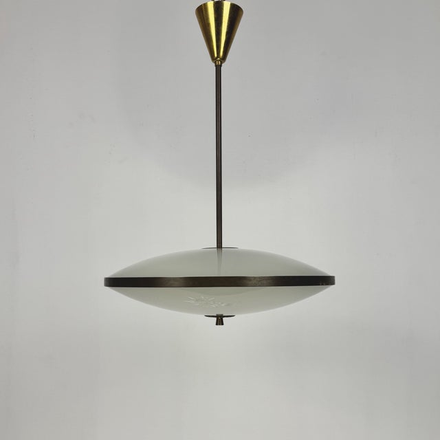Metal Vintage Ufo Pendant Lamp by Pietro Chiesa for Fontana Arte, 1940s For Sale - Image 7 of 7