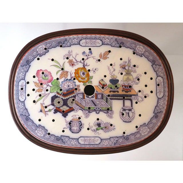 English Faux-Bamboo Mahogany Accent Drinks Table With Porcelain Top, Circa Early-20th C For Sale - Image 11 of 14