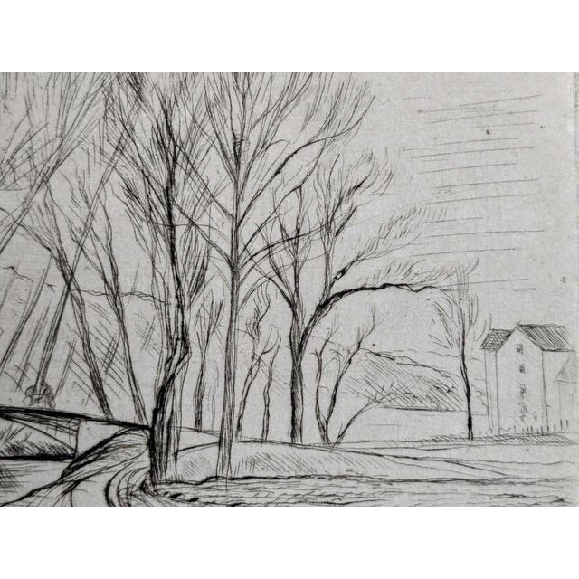 1950s André Dunoyer De Segonzac, Landscape with Bridge, Houses and Trees, 1950s, Etching For Sale - Image 5 of 6