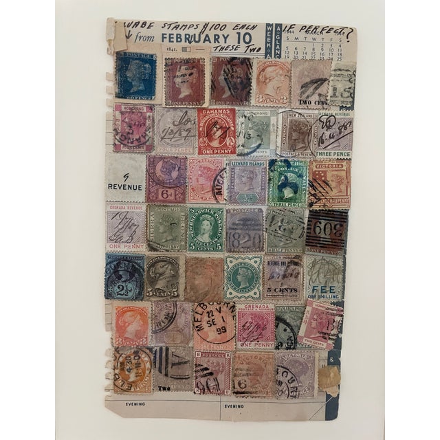 Paper Framed Philatelic Collection 19th Century World Stamps. Set of 2 For Sale - Image 7 of 11