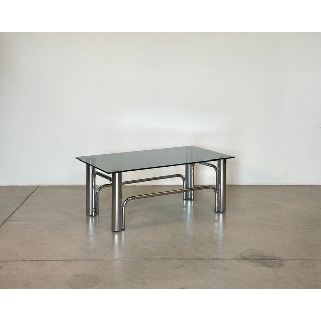 Steel and Smoked Glass Coffee Table, 1970s For Sale - Image 9 of 9