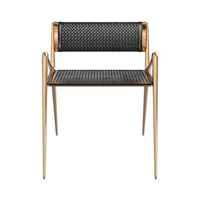 "Tmlss" Chair, With Bronze and Tailor Made Woven Leather For Sale - Image 4 of 8