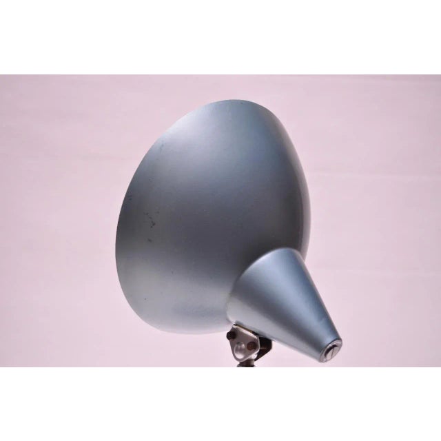 Midcentury German Gooseneck Table Lamp in Metallic Blue by Helo Leuchten For Sale - Image 4 of 13