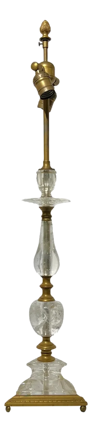 Antique Rock Crystal and Bronze Table Lamp Attributed to Caldwell