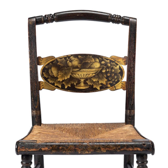 American Hitchcock Turtle Back Rush Seat Side Chair, 1830 For Sale - Image 9 of 12