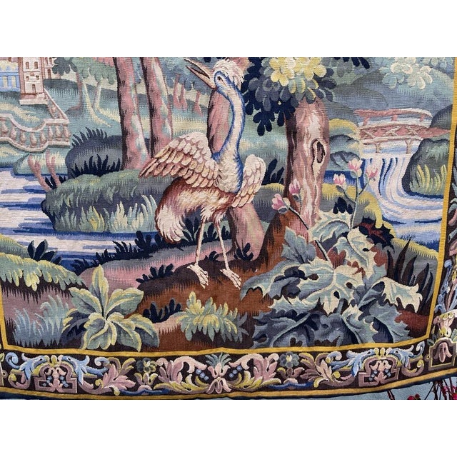 Textile French Verdure Tapestry With Bird For Sale - Image 7 of 9