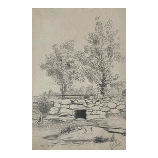 1871 Autumn Landscape Drawing For Sale