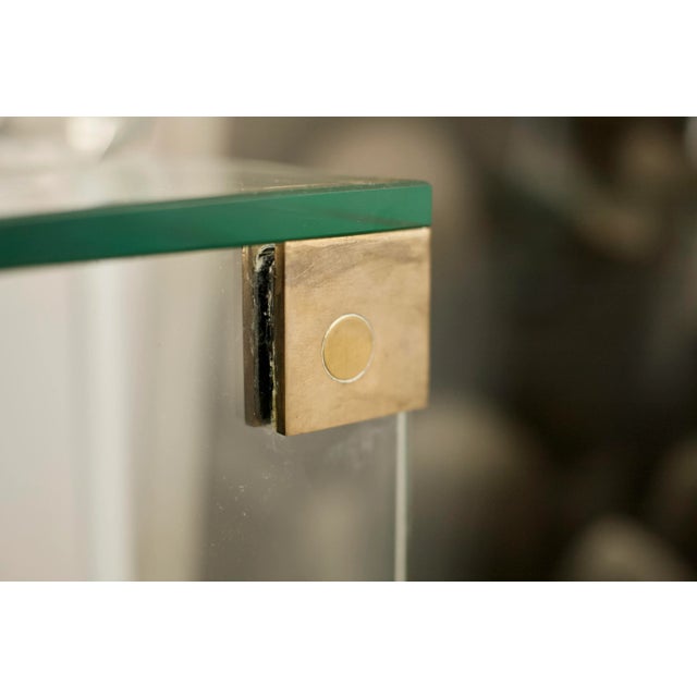 Mid-Century Modern French Glass & Bronze Console Table, 1960s For Sale - Image 3 of 14