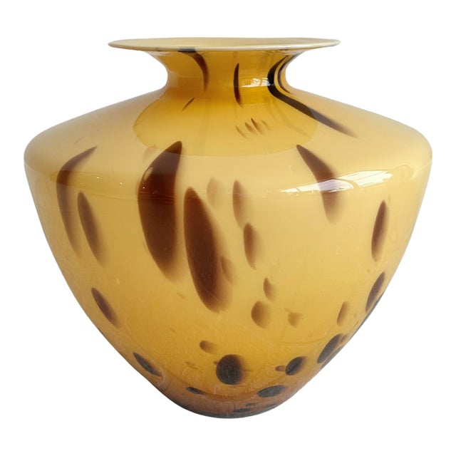 Vintage Italian Hand-Blown Tortoiseshell Glass Vase For Sale