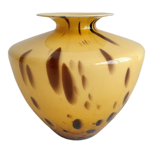 Vintage Italian Hand-Blown Tortoiseshell Glass Vase