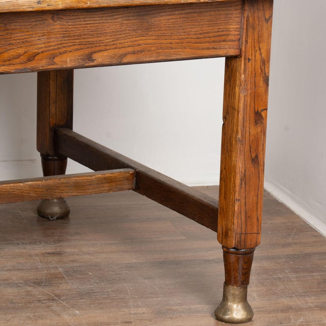 20th Century Large Danish Oak Writing Library Table With Red Leather Top For Sale - Image 11 of 12