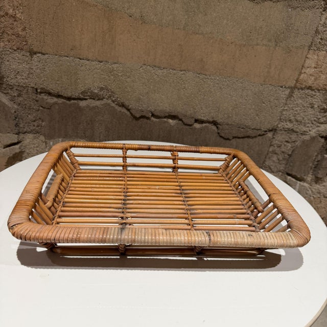 Vintage Rattan Tray by Artek Finland Scandinavian Modern For Sale In San Diego - Image 6 of 11