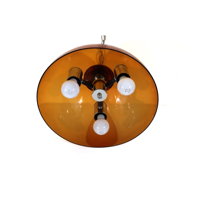 1970s Mid Century Modern Dome Hanging Swag Light for Ceiling - Rewired For Sale - Image 11 of 12