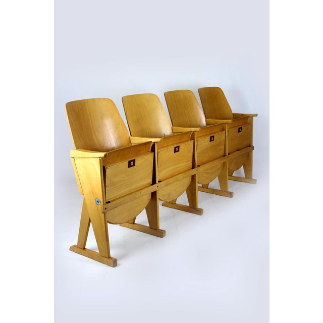 Wood Vintage Cinema Chairs from Ton, 1960s, Set of 7 For Sale - Image 7 of 18