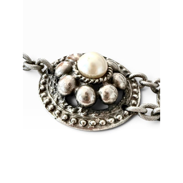 Baroque Vintage French Floral Medallion Bracelet, Attributed to Chanel, Acquired in Paris For Sale - Image 3 of 13