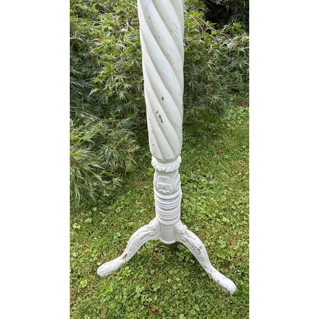 Tall Distressed Wood Claw Foot Painted Pedestal Plant Stand For Sale - Image 4 of 18