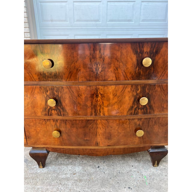 French Art Deco 1930's Solid Walnut Commode / Chest of Drawers For Sale - Image 10 of 12