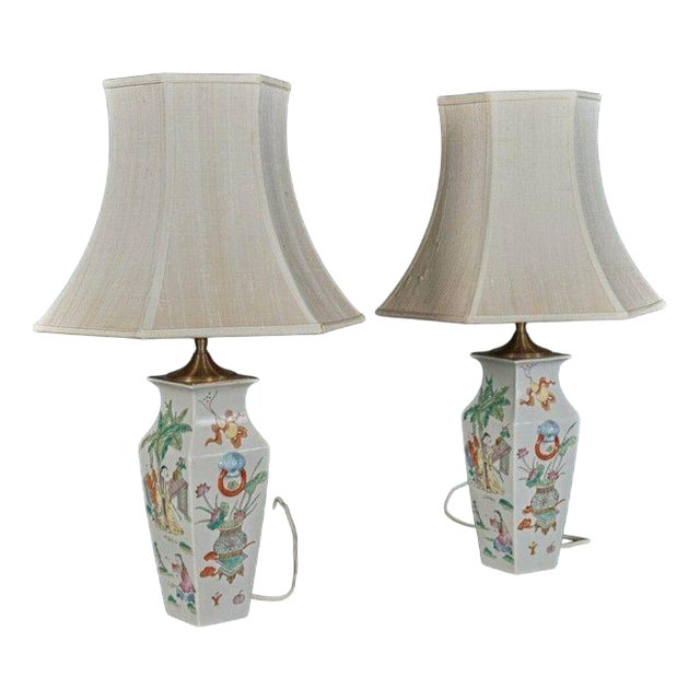 Asian Table Lamps, Set of 2 For Sale