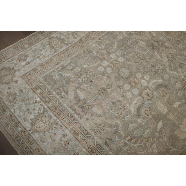 Blue Large Indian Gray Green Antique Rug - 12' x 21'3" For Sale - Image 8 of 16