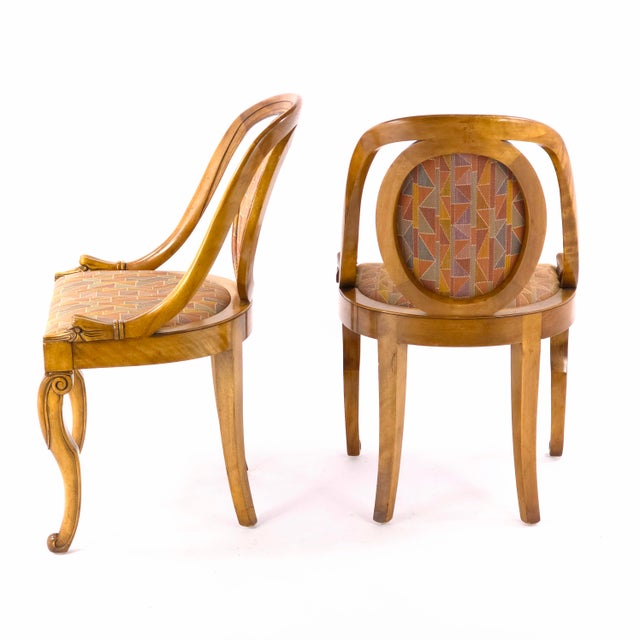 1920s Antique 1920's French Art Deco Goosehead Accent/Dining Chairs - Set of 2 For Sale - Image 5 of 10