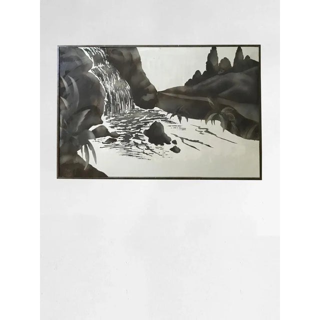 G. Fannee, Far East Landscape, 1932, Painting on Mirror For Sale - Image 4 of 4