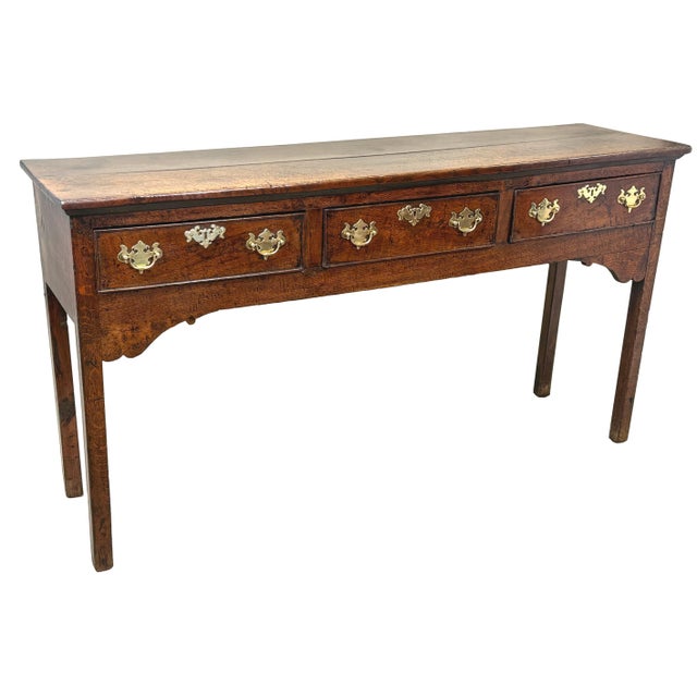 Wood Small Antique English Oak Dresser Base, 1750 For Sale - Image 7 of 11