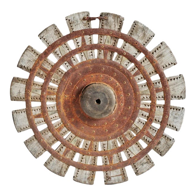 Vintage India Wood Sewing Wheel For Sale