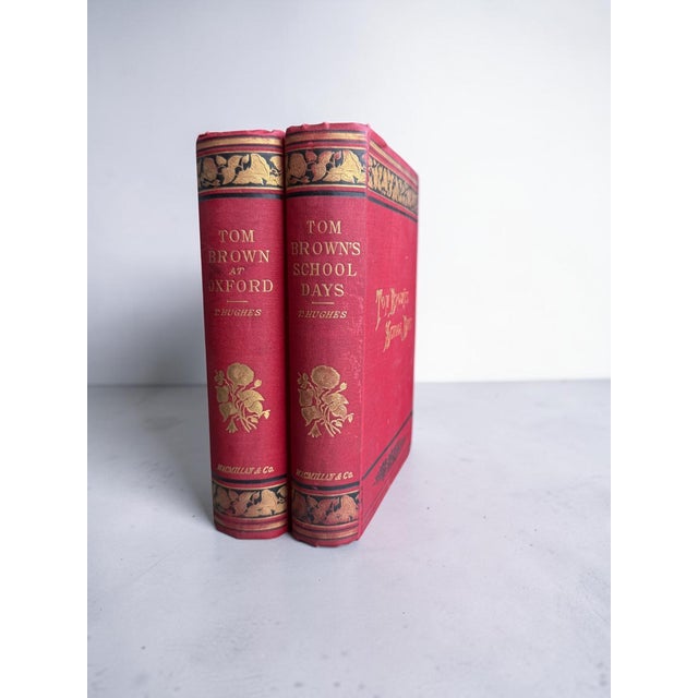 Paper 1888 Illustrated Antique 2-Volume Hardcover Book Set: Tom Brown's School Days & at Oxford For Sale - Image 7 of 10
