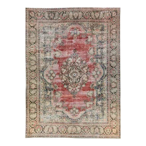 Red Vintage Persian Handmade Medallion Wool Rug