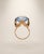 Contemporary 14k Gold Mid Century Synthetic Spinel Statement Ring: Swirl Bypass Mount, Size 5.5 For Sale - Image 3 of 4