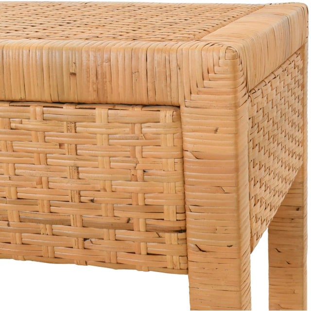 Matthew Izzo Home - Reed Rattan One Drawer Side Table With Brass Hardware For Sale - Image 9 of 10