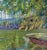 Impressionist Anton Sipos, "Landscape with Pond" Large original color serigraph, Circa 1980 For Sale - Image 3 of 7