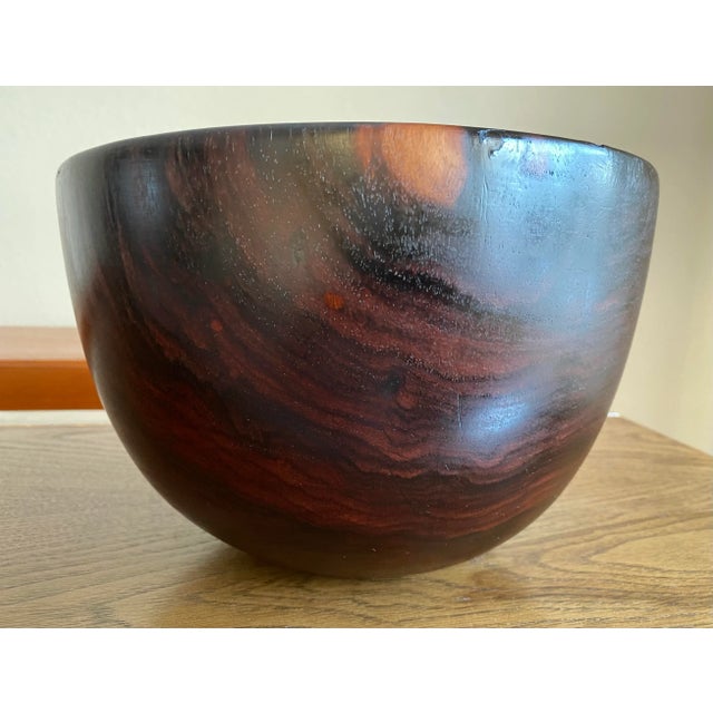 Large Hand-Carved Minimalist Midcentury Modern Rosewood Bowl For Sale - Image 9 of 10