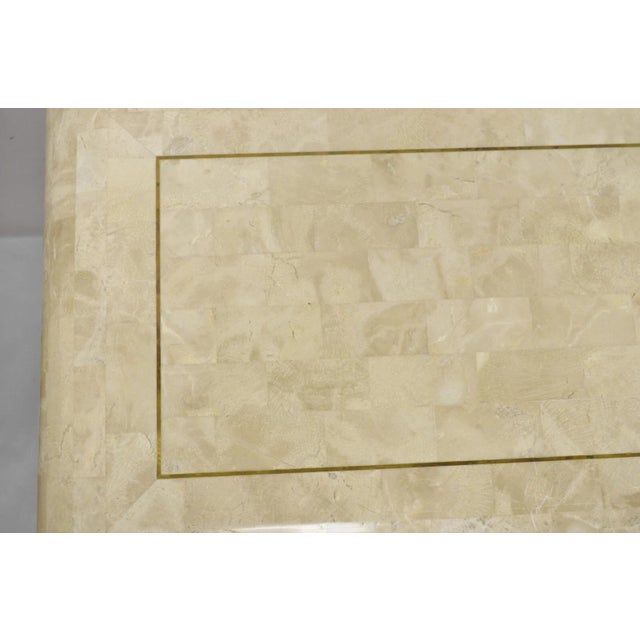 Late 20th Century Vintage Tessellated Stone Inlay Modern Pedestal Console Table Attributed to Maitland Smith For Sale - Image 5 of 11