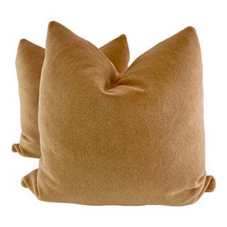 Holly Hunt "Alpaca Velvet" in Toffee 22" Pillows-A Pair For Sale
