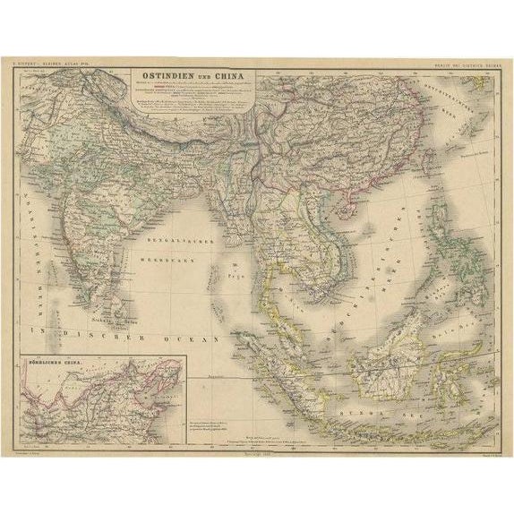 Antique Map of Southeast Asia and China attributed to Kiepert, 1870s For Sale - Image 5 of 5