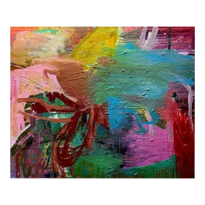 Contemporary Abstract Oil and Paper on Canvas Painting "Rattle" by Karl Bielik
