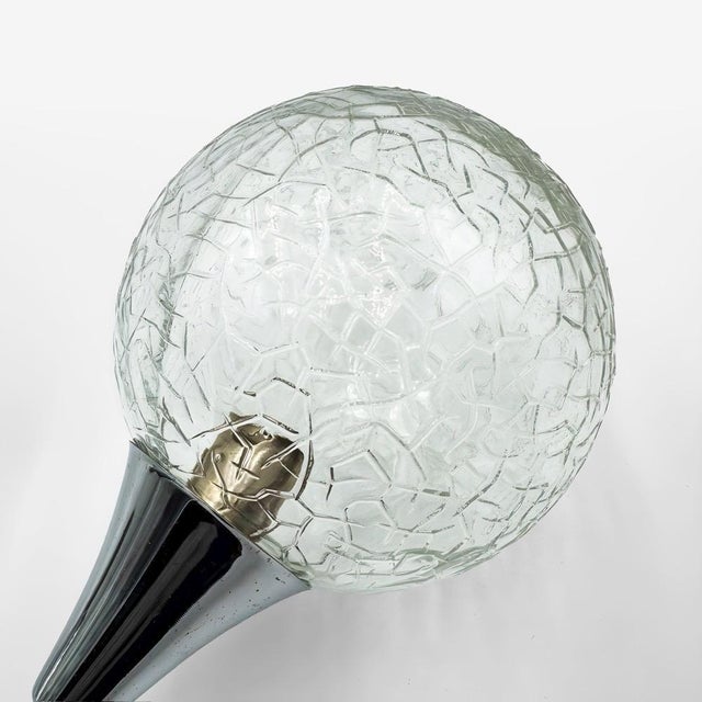 Space Age Wall Sconces in Crackled Glass and Chrome, 1970s, Set of 2 For Sale - Image 3 of 6