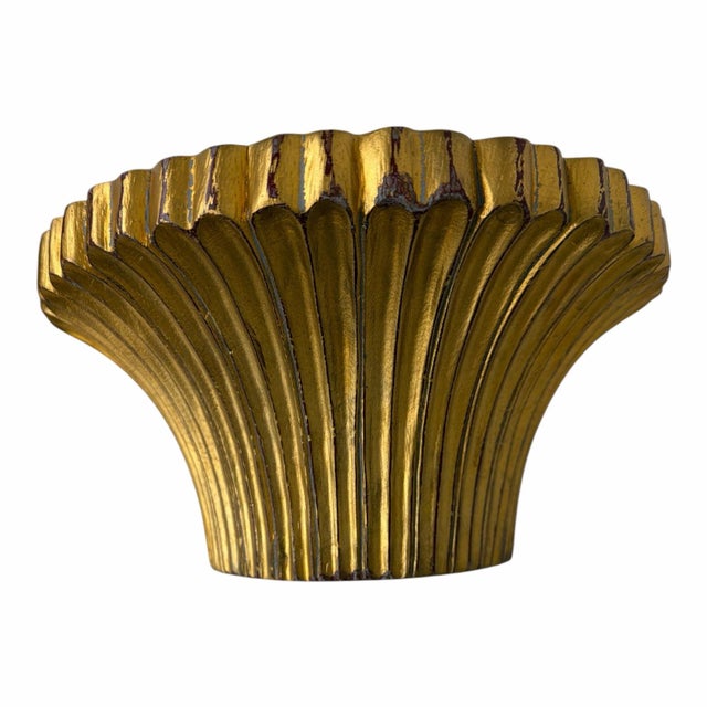 French Vintage Fluted Column Decorative Gilded Wall Display Brackets For Sale - Image 3 of 6