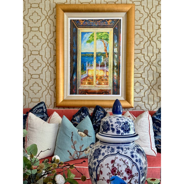 A spectacular original, non-editioned mixed-media artwork by celebrated St. Thomas artist Jonna White, Above Magens Bay...