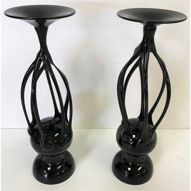 MidCentury Modern Glass Candlesticks a Pair Chairish