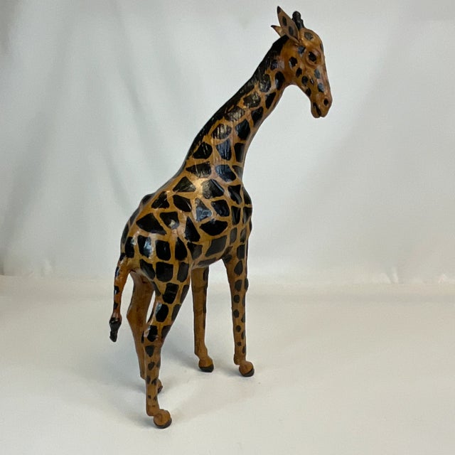 1970s Vintage Safari Leather Wrapped Tabletop Giraffe Figurine. For Sale - Image 4 of 10