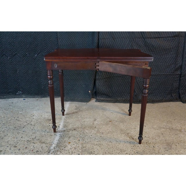 Antique Early 19th C. American Federal Serpentine Mahogany Console Game Table For Sale - Image 9 of 18