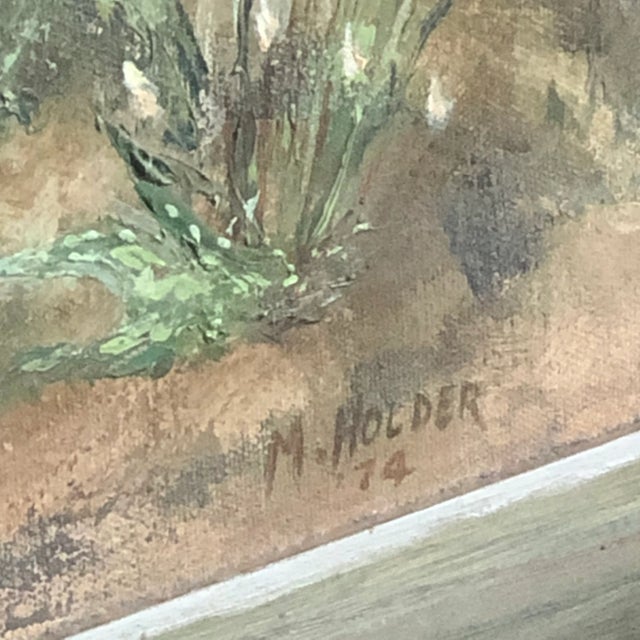 1970s 1974 Field of Wildflowers Oil-On-Canvas, Framed For Sale - Image 5 of 13