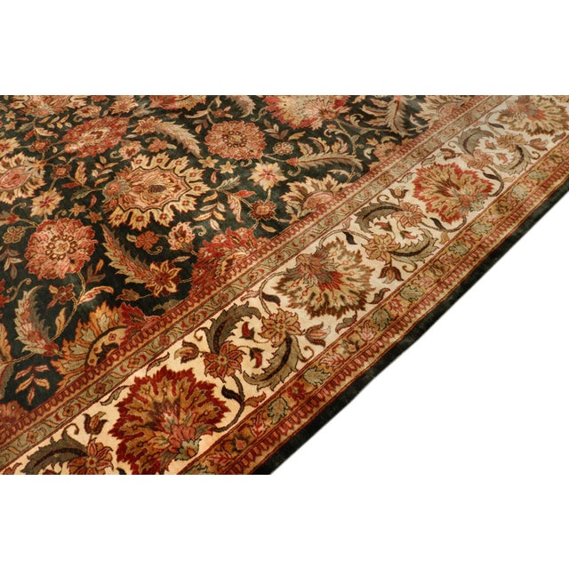 Contemporary Pasargad Home Agra Lamb's Wool Area Rug, 10' 2" X 14' 0", Green For Sale - Image 3 of 6