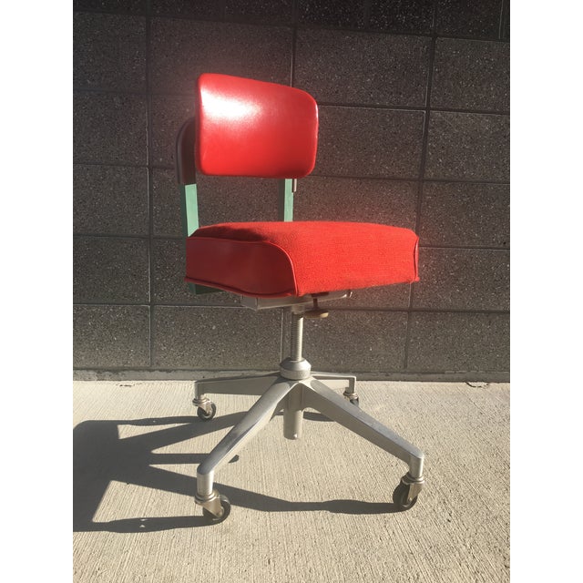 MidCentury Steelcase Red Metal Industrial Office Chair Chairish