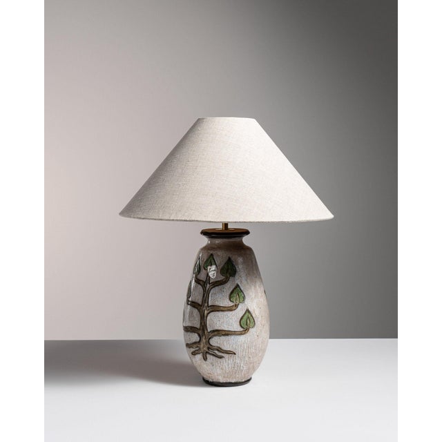 Traditional 1970s Traditional Rich Painted Brown Hand-Painted Ceramic Table Lamp For Sale - Image 3 of 10
