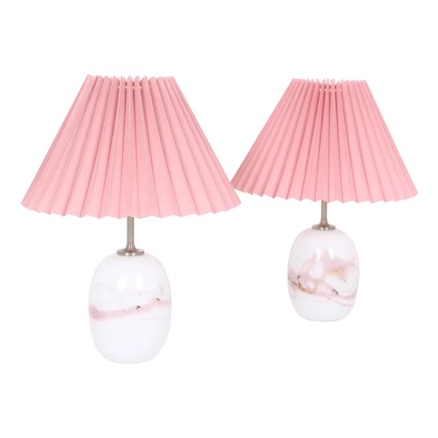 Sakura Table Lamps in Pink by Michael Bang for Holmegaard, 1980s, Set of 2 For Sale