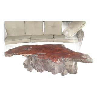 Mid 20th Century Redwood Burl Live Edge Coffers Table For Sale