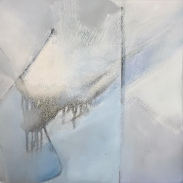 Late 20th Century Late 20th Century Postmodern Abstract Expressionist Blue & Slate Painting – Companion Piece Signed For Sale - Image 5 of 5